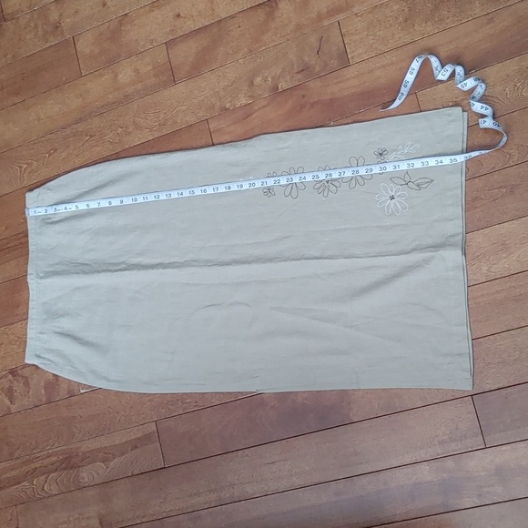 Vintage Linen Blend Embroidered Midi Maxi Skirt Size 4P - Picture 6 of 9
